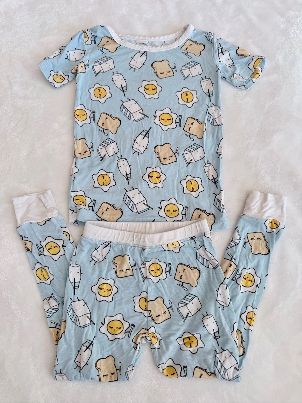 Little Sleepies Blue Breakfast Print Short Sleeve & Pants Pajama Set (size 2T)